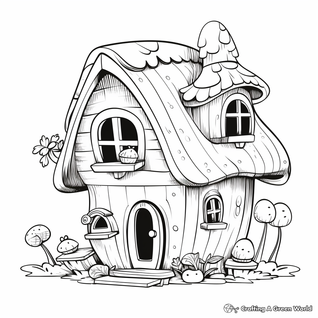 Adorable Miniature Gnome House Coloring Pages 3