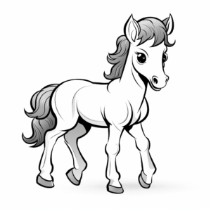 Adorable Miniature Horse Cartoon Coloring Pages 1