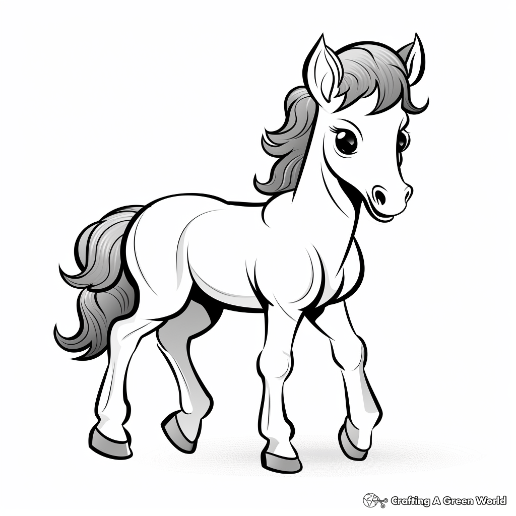 Adorable Miniature Horse Cartoon Coloring Pages 1