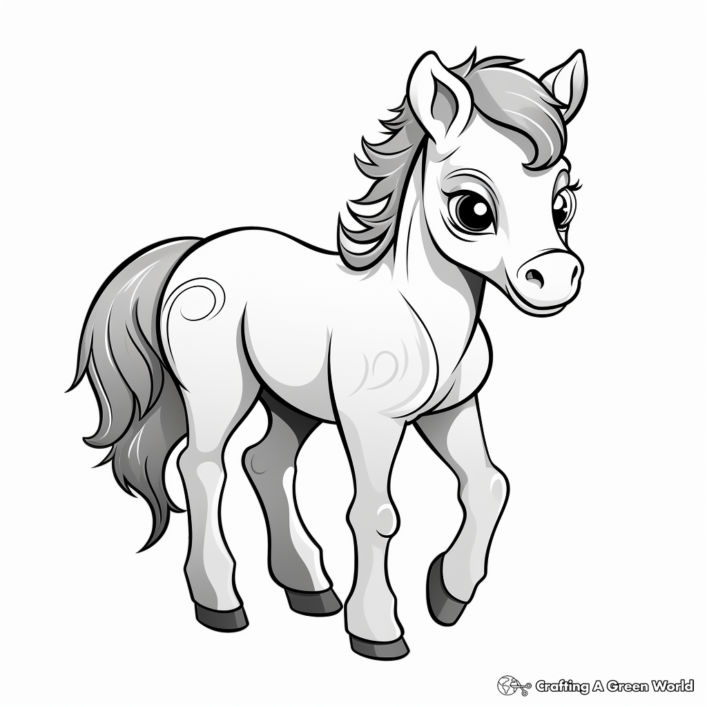 Adorable Miniature Horse Cartoon Coloring Pages 2