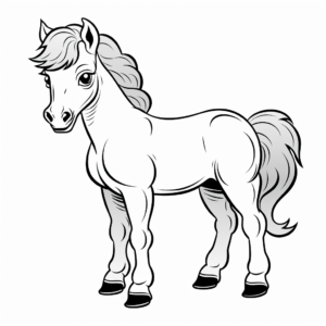 Adorable Miniature Horse Cartoon Coloring Pages 3