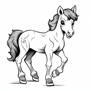 Adorable Miniature Horse Cartoon Coloring Pages 4