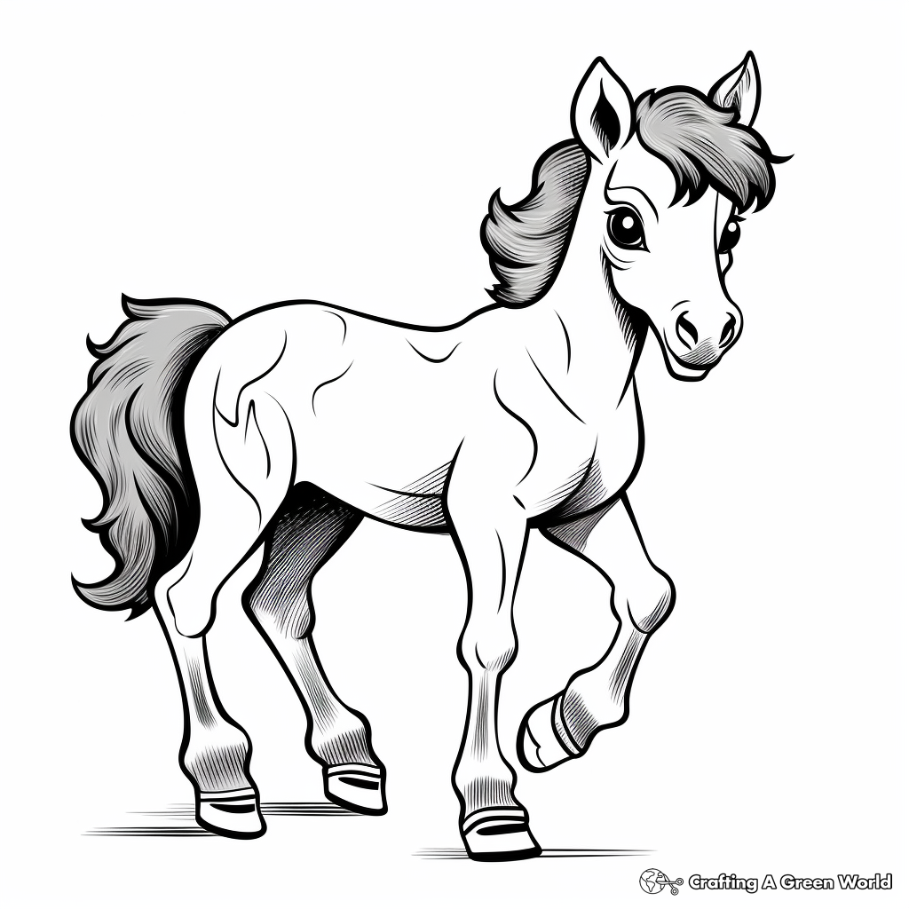 Adorable Miniature Horse Cartoon Coloring Pages 4