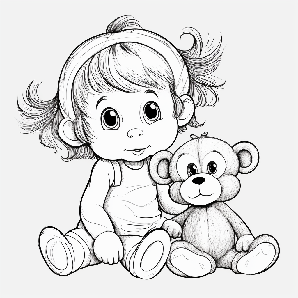 Adorable Newborn Girl Monkey Coloring Pages 1