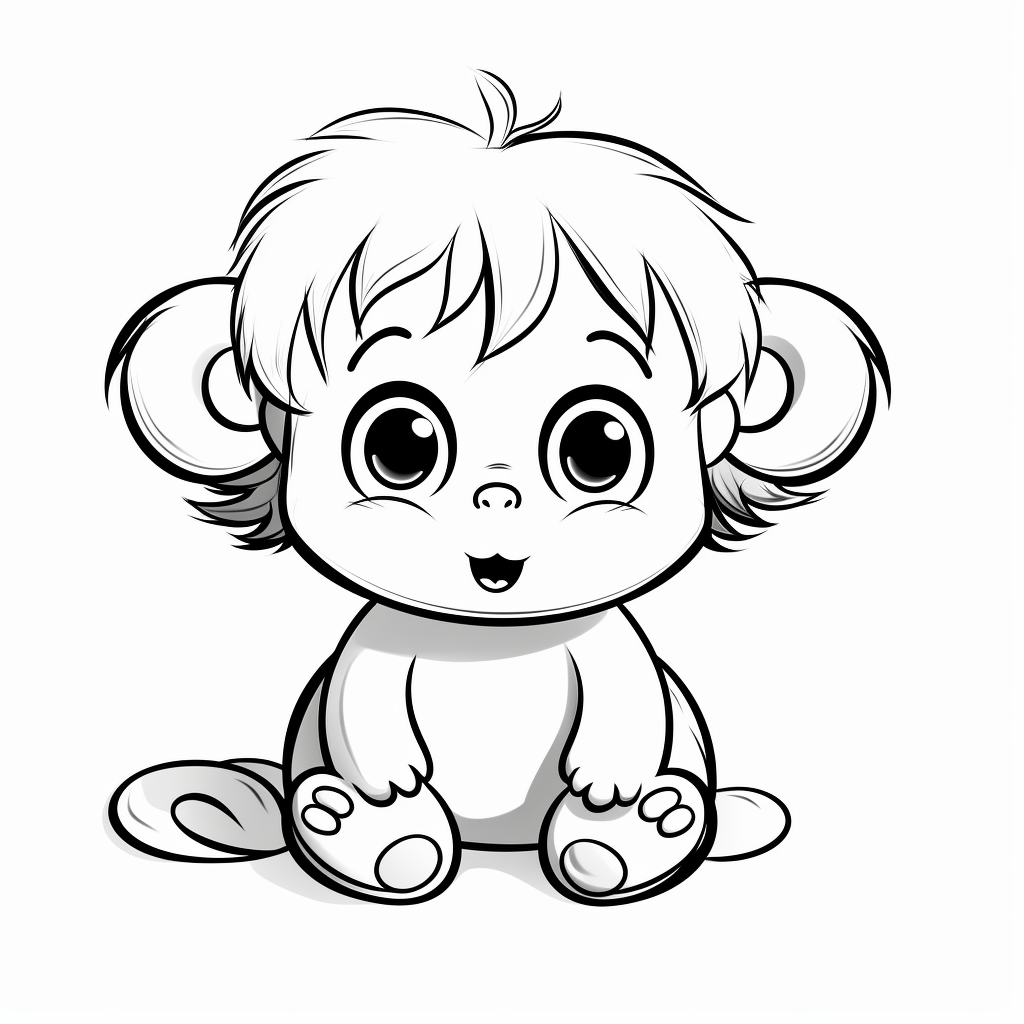 Adorable Newborn Girl Monkey Coloring Pages 2