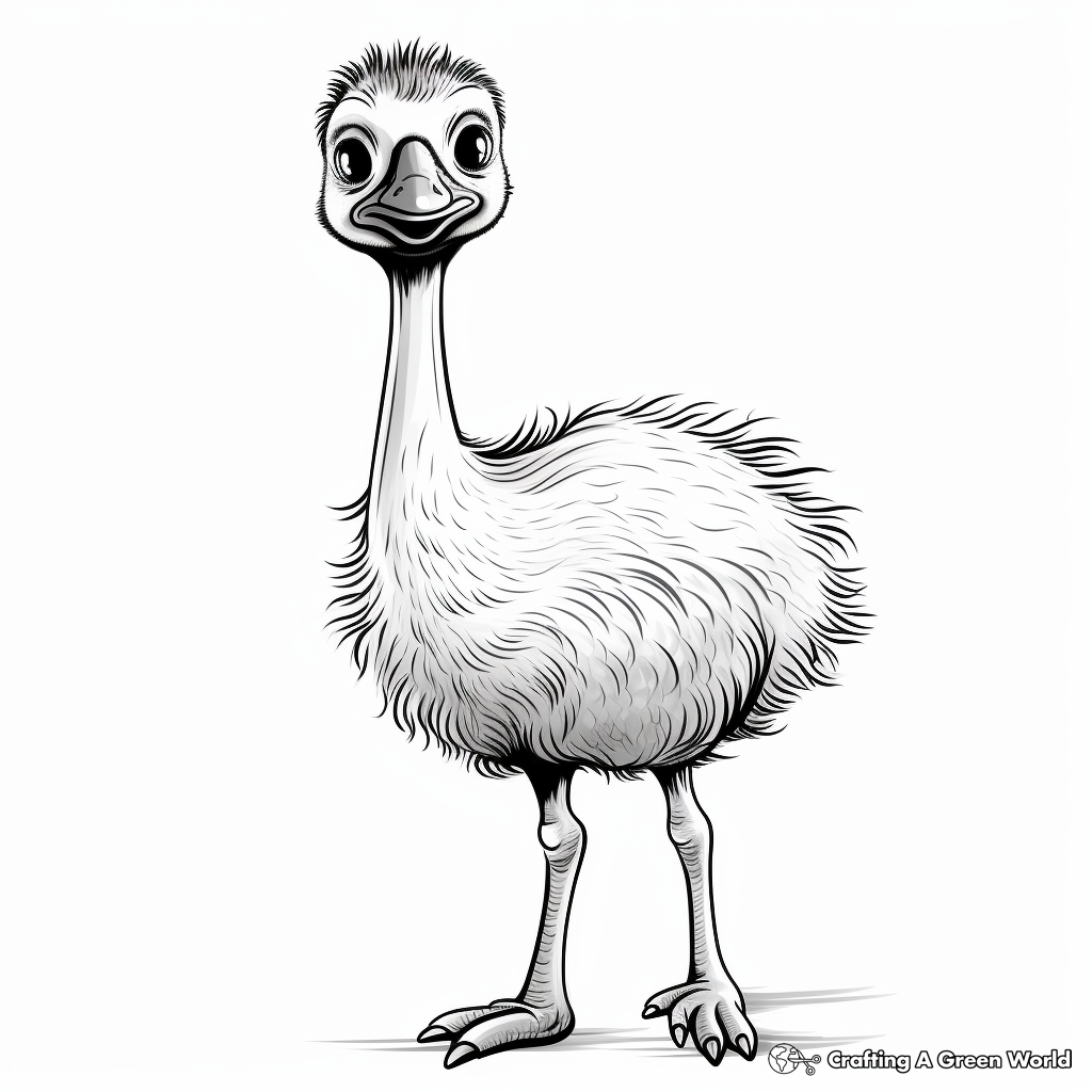 Adorable Ostrich Chick Coloring Pages for Kids 1