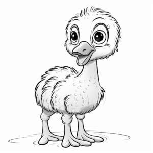 Adorable Ostrich Chick Coloring Pages for Kids 2