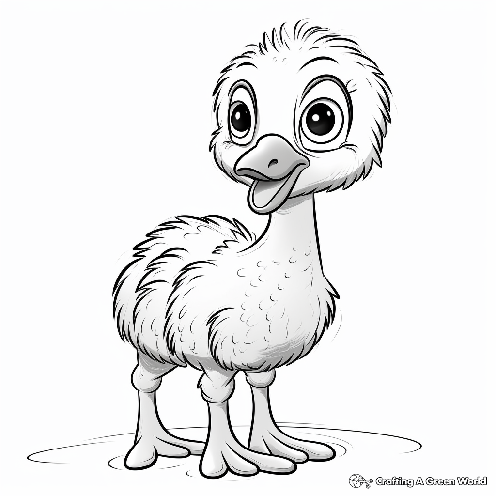Adorable Ostrich Chick Coloring Pages for Kids 2
