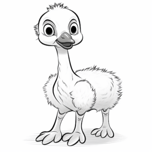 Adorable Ostrich Chick Coloring Pages for Kids 3