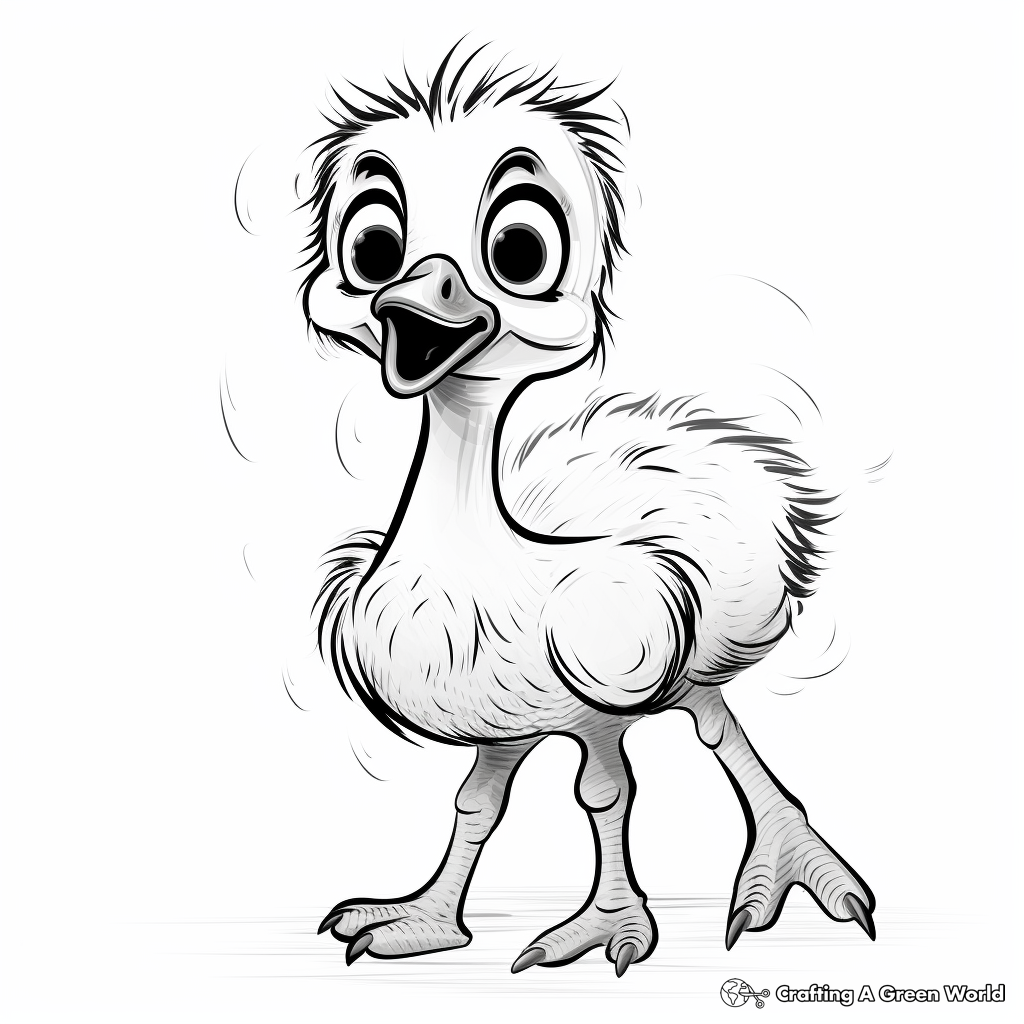 Adorable Ostrich Chick Coloring Pages for Kids 4