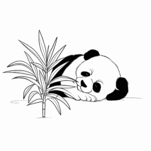 Adorable Panda Bear Sleeping on Bamboo Coloring Pages 2