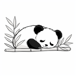 Adorable Panda Bear Sleeping on Bamboo Coloring Pages 3