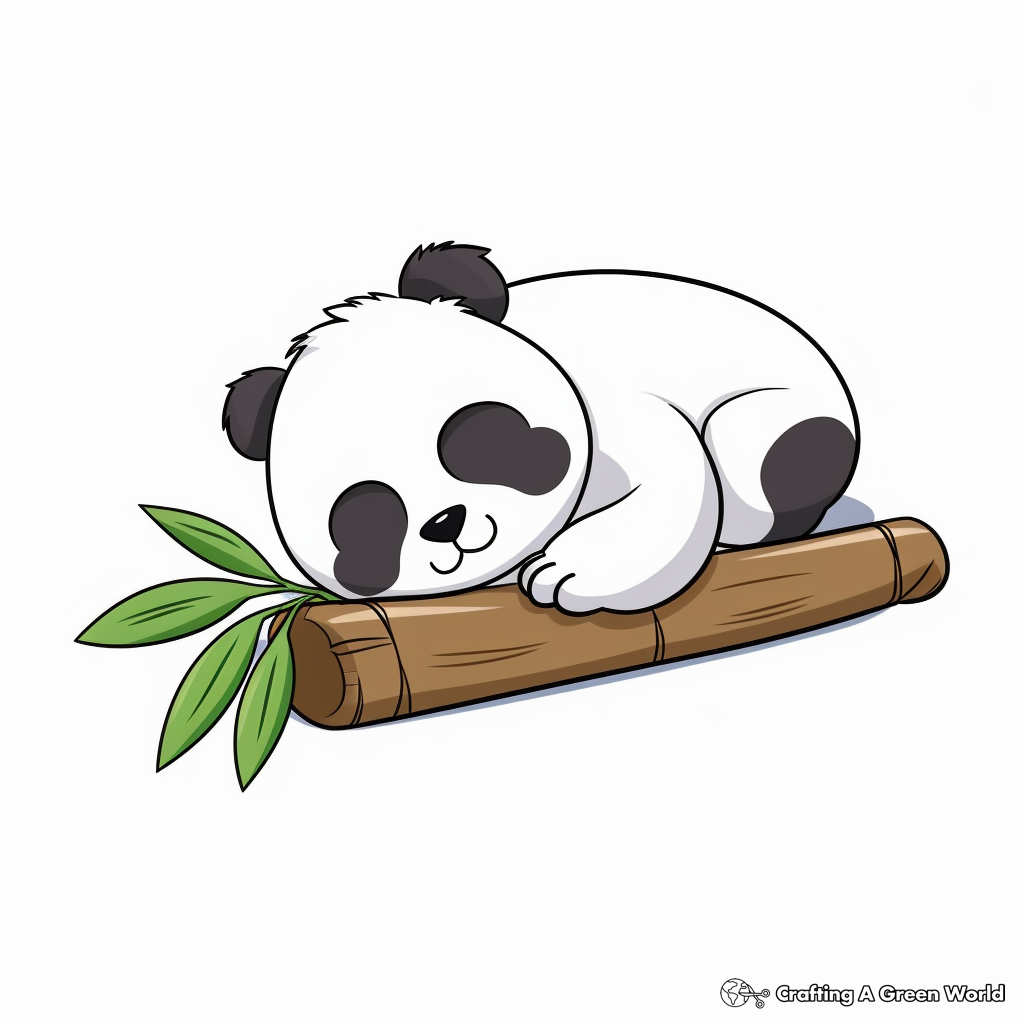 Adorable Panda Bear Sleeping on Bamboo Coloring Pages 4