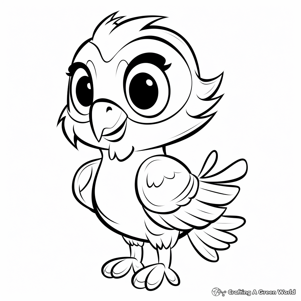 Adorable Parrot Coloring Pages for Kids 2