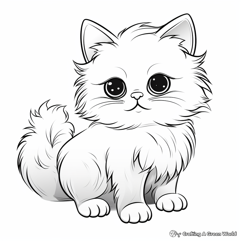 Adorable Persian Cat Coloring Pages 2