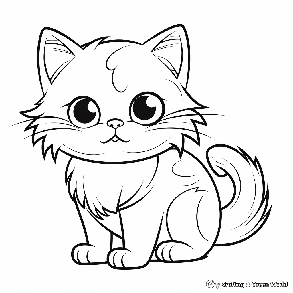 Adorable Persian Cat Coloring Pages 3