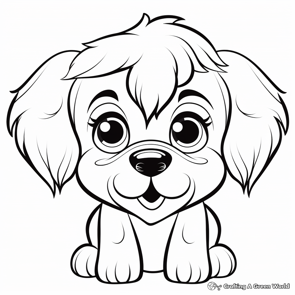 Adorable Puppy Head Coloring Pages for Kids 2