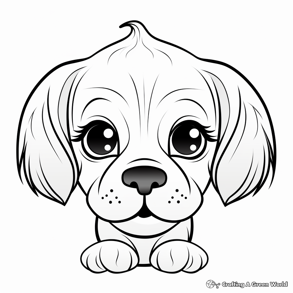 Adorable Puppy Head Coloring Pages for Kids 3