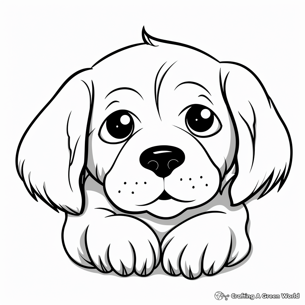 Adorable Puppy Head Coloring Pages for Kids 4