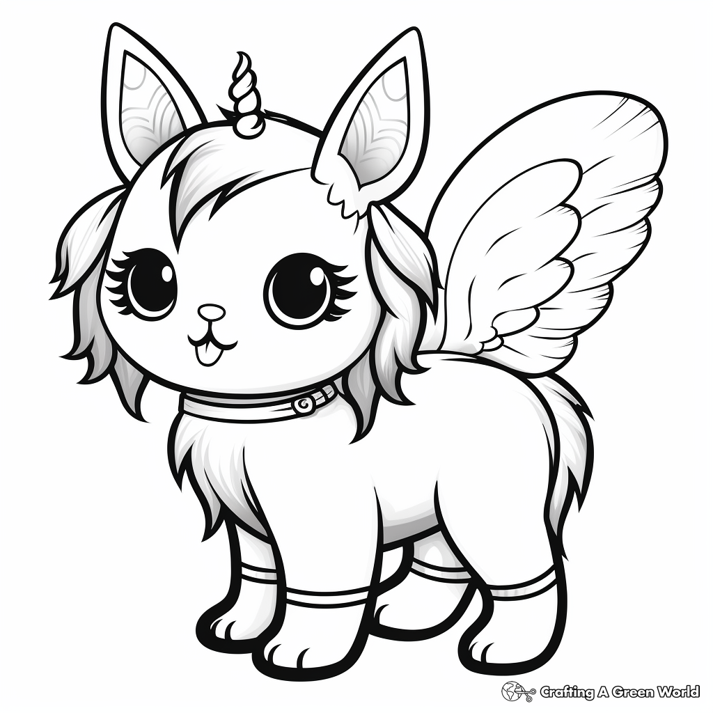 Adorable Rainbow Cat Bee Unicorn Coloring Pages 1