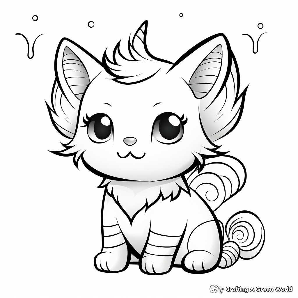 Adorable Rainbow Cat Bee Unicorn Coloring Pages 2