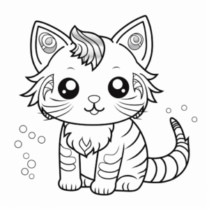 Adorable Rainbow Cat Bee Unicorn Coloring Pages 3