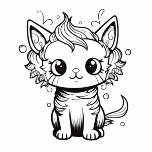Adorable Rainbow Cat Bee Unicorn Coloring Pages 4