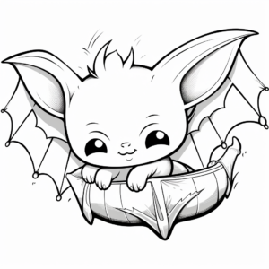 Adorable Sleeping Baby Bat Coloring Pages 1