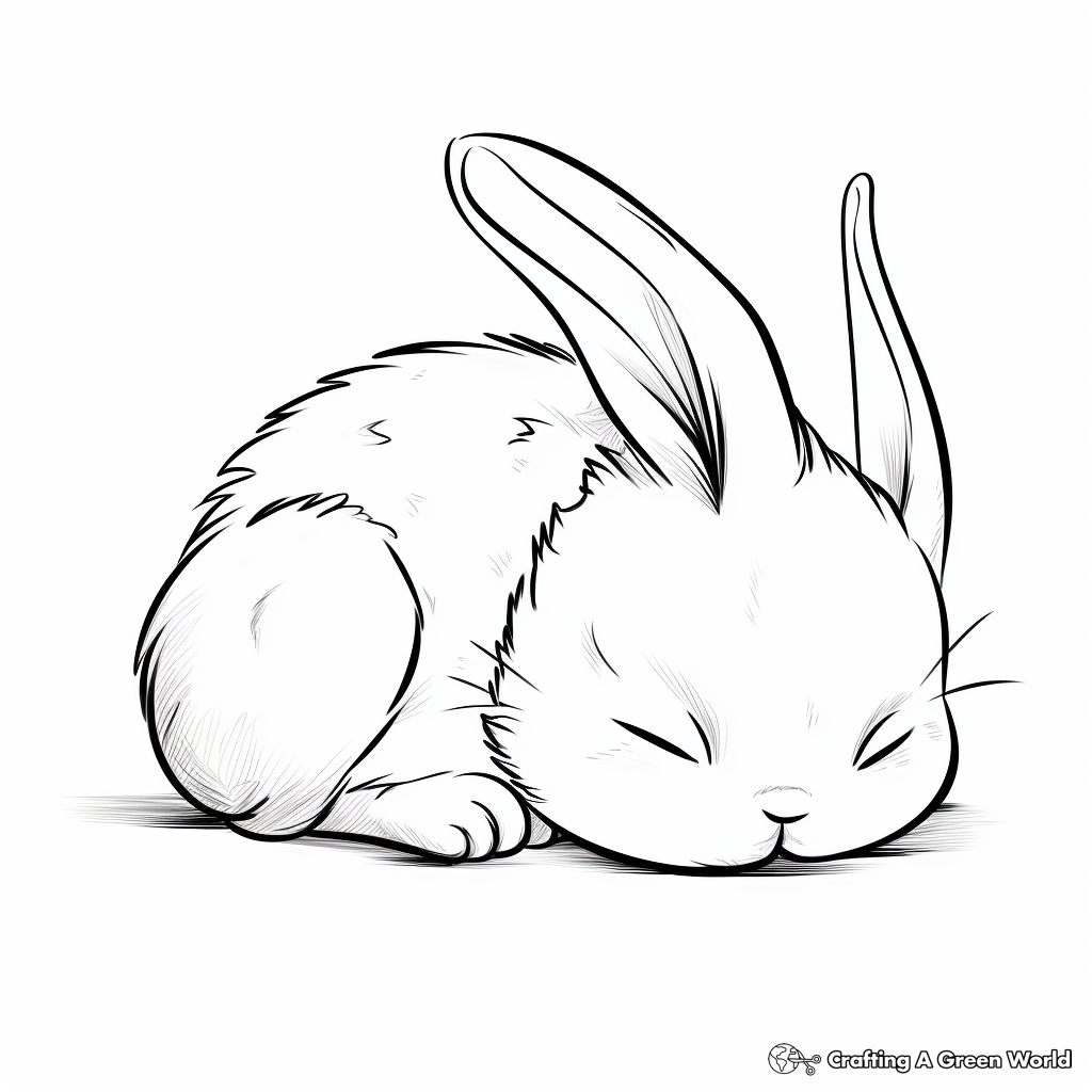 Adorable Sleeping Baby Bunny Coloring Pages 2