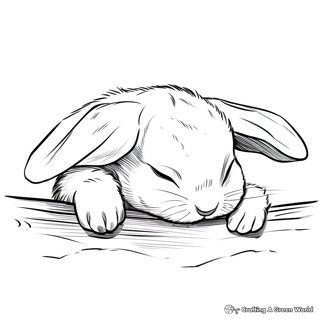 Adorable Sleeping Baby Bunny Coloring Pages 3