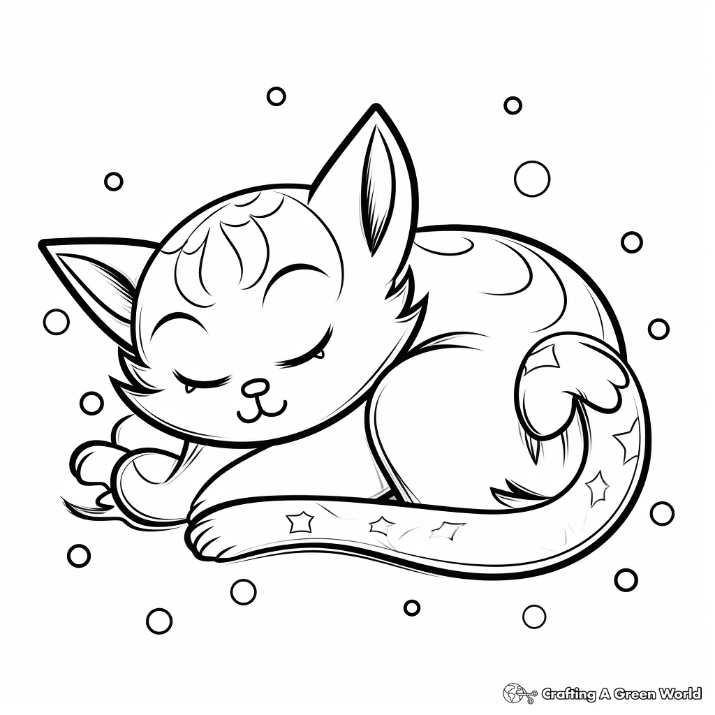 Adorable Sleeping Kitty Coloring Pages 2