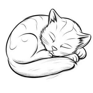 Adorable Sleeping Kitty Coloring Pages 3