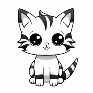 Adorable Striped Kitten Coloring Pages 1