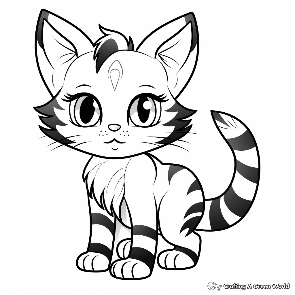 Adorable Striped Kitten Coloring Pages 2