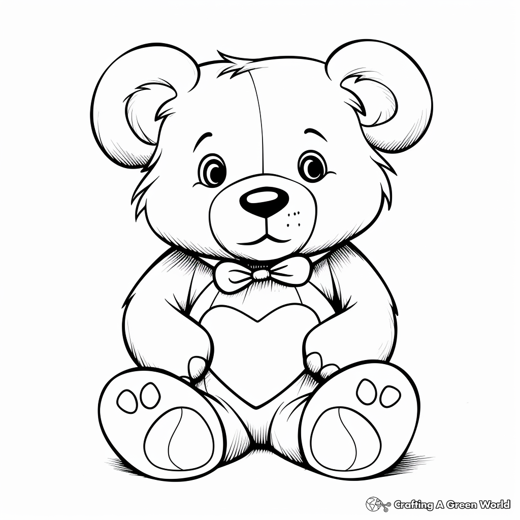 Adorable Teddy bear with Heart Coloring Pages 1
