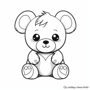 Adorable Teddy bear with Heart Coloring Pages 2