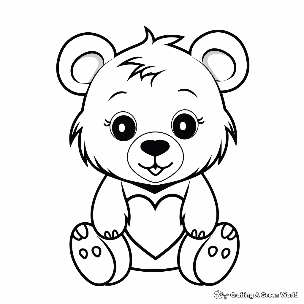 Adorable Teddy bear with Heart Coloring Pages 3