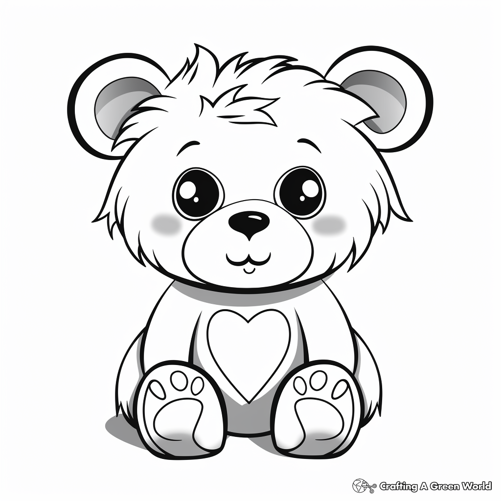 Adorable Teddy bear with Heart Coloring Pages 4