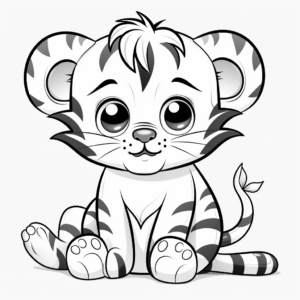 Adorable Tiger Cub in Jungle Coloring Pages 1