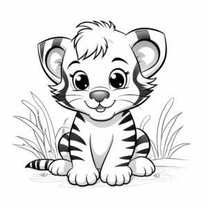 Adorable Tiger Cub in Jungle Coloring Pages 3