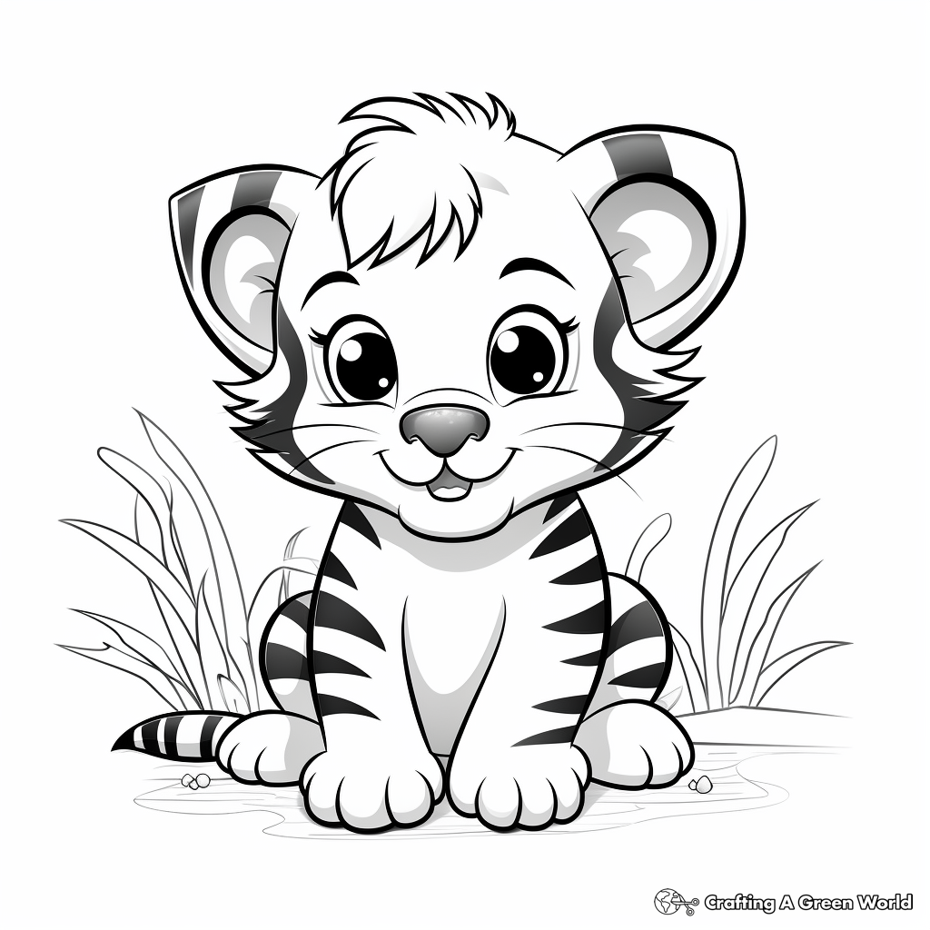 Adorable Tiger Cub in Jungle Coloring Pages 3