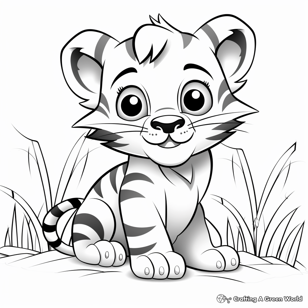 Adorable Tiger Cub in Jungle Coloring Pages 4