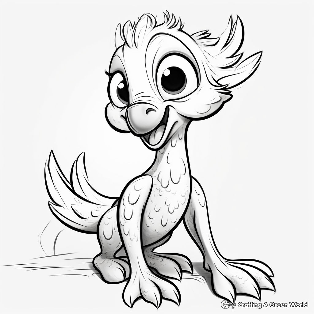 Adorable Troodon Hatchling Coloring Pages for Kids 1