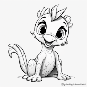 Adorable Troodon Hatchling Coloring Pages for Kids 3