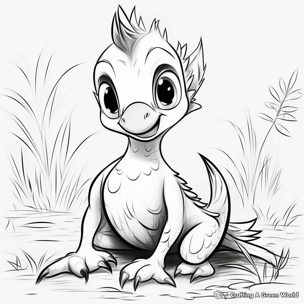 Adorable Troodon Hatchling Coloring Pages for Kids 4