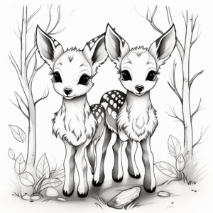 Adorable Twin Fawns Coloring Pages 1