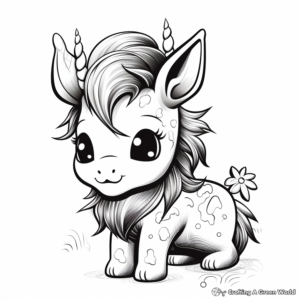 Adorable Unicorn Coloring Pages 2