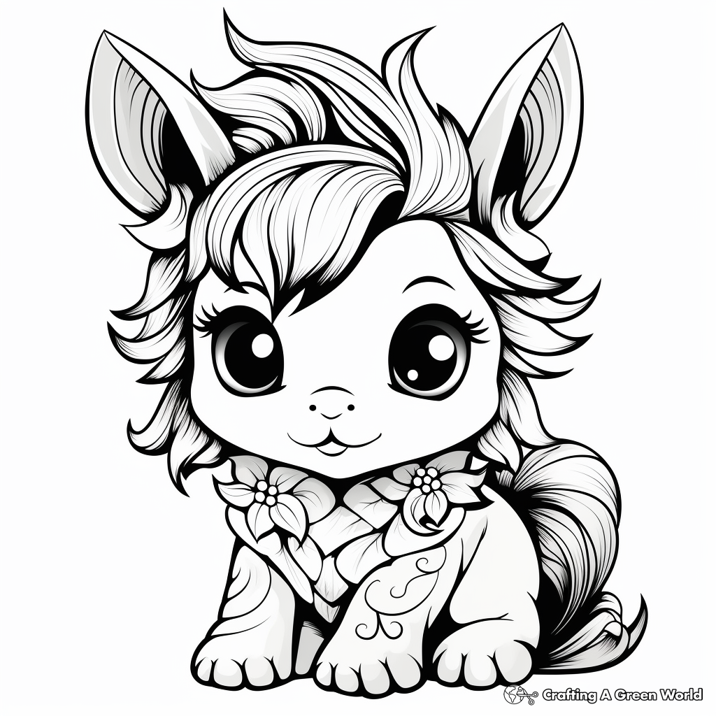 Adorable Unicorn Coloring Pages 3