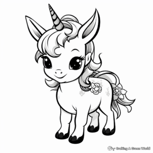 Adorable Unicorn Coloring Pages 4