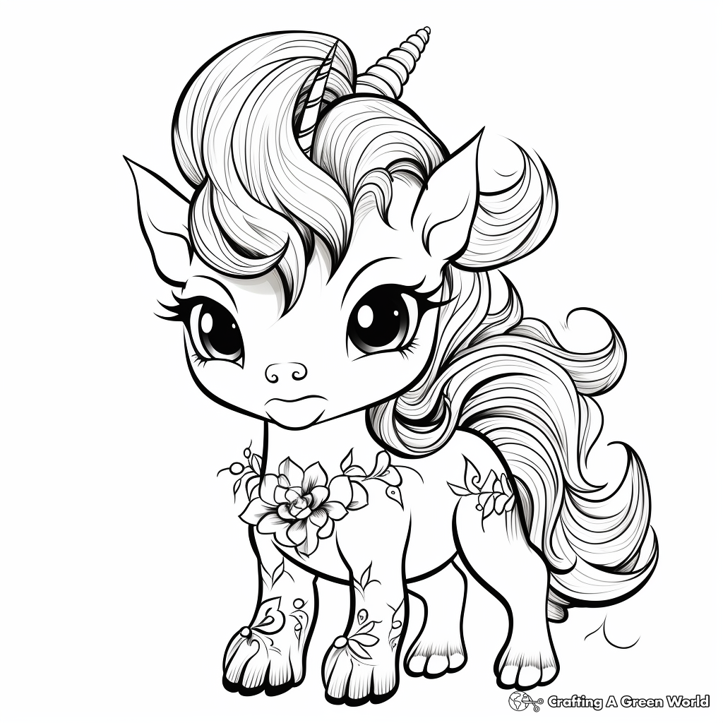 Adorable Unicorn Printable Coloring Pages 3
